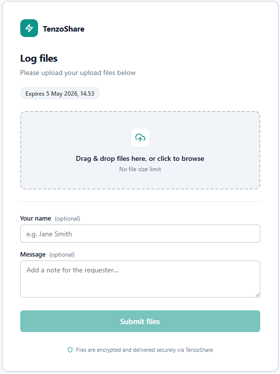 File request upload page